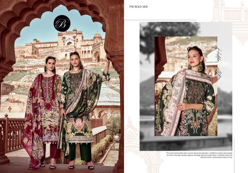 Naira Vol 158 By Belliza Cotton Printed Embroidery Dress Materials 